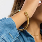 Pulsera Rígida Circular Blue | Dorado