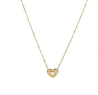 Collar Dije De Corazón Con Piedra Natural Blanca | Dorado