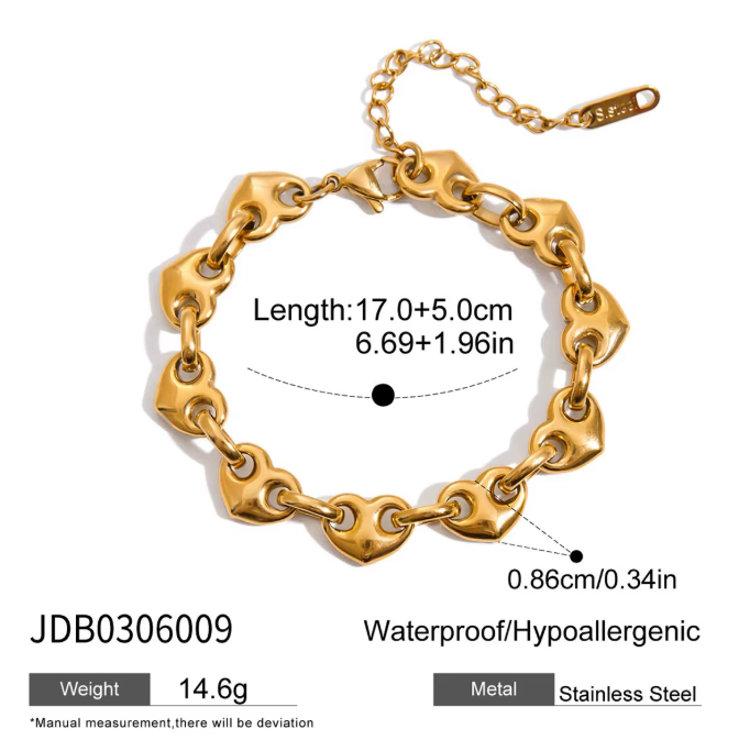 Pulsera Gu.cci De Corazon En Relieve | Dorado
