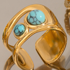 Anillo 2 Mundos Azules | Dorado