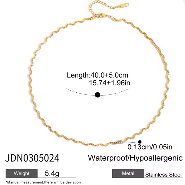 Cadena Collar Rígida Onda | Dorado