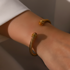 Pulsera Rigida Circular Brown | Dorado