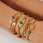 Pulsera Placa Punto Verde | Dorado