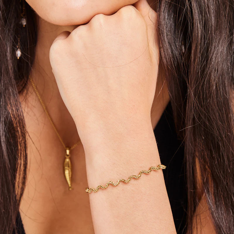Pulsera Rígida Ondas | Dorado