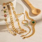 Pulsera ópalos de colores | Dorado