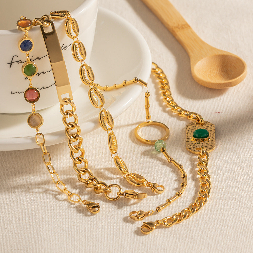 Pulsera ópalos de colores | Dorado