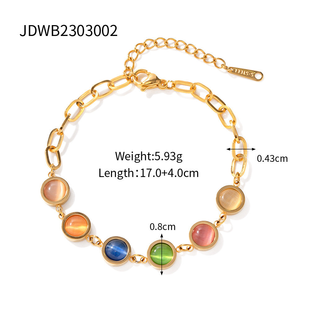 Pulsera ópalos de colores | Dorado