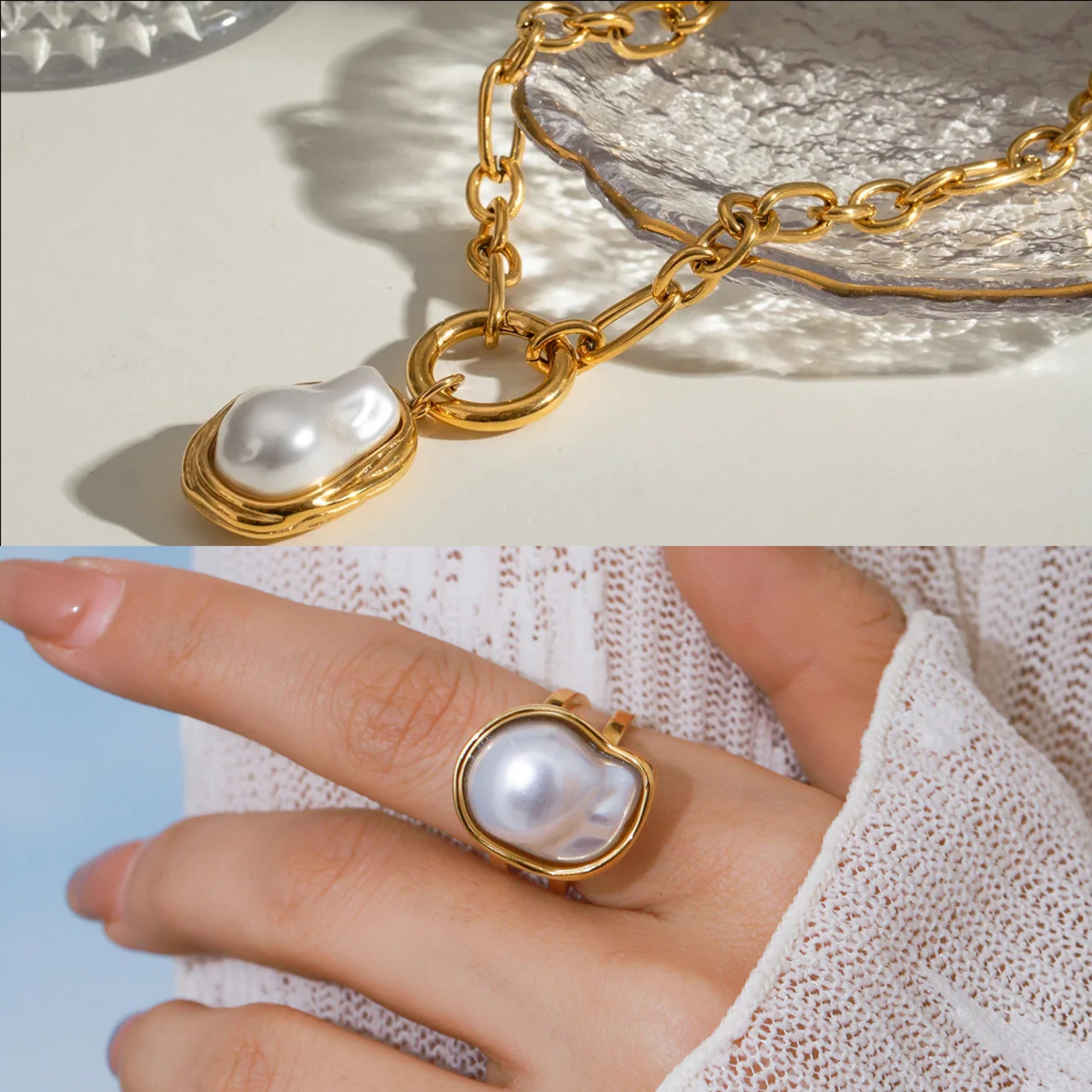 Set Nacarado | 2 Piezas | Dorado