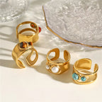Anillo 2 Mundos Azules | Dorado