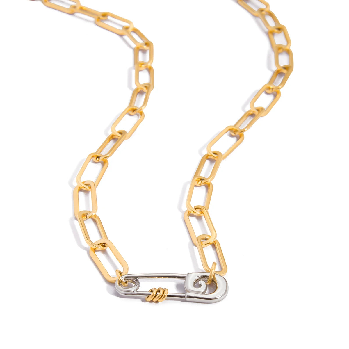 Pulsera Minimalista Con Detalle De Alfiler De Gancho | Bicolor