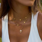 Collar 5 Dijes De Corazones Cadena Puntos | Dorado