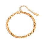 Pulsera Con Eslabones Ovalados Y Relieve Entrelazado | Dorado