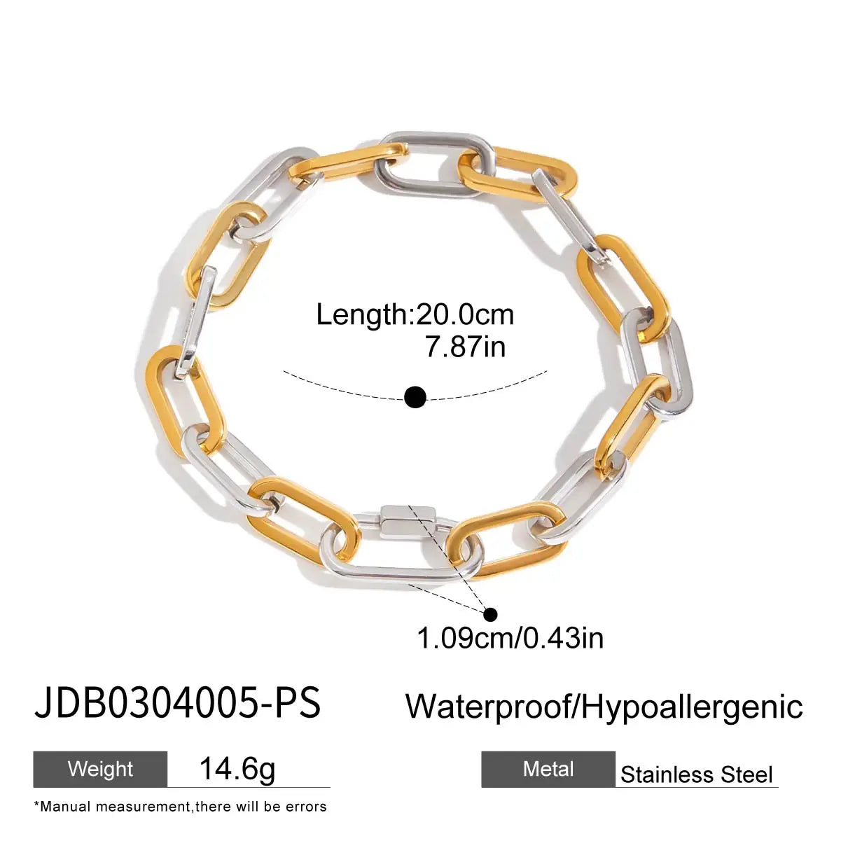 Pulsera Urbana De Eslabon Grueso En Contraste Metalico | Bicolor