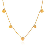 Collar 5 Dijes De Corazones Cadena Puntos | Dorado