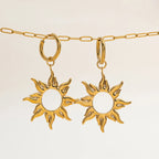 Argollas Sol Colgante | Dorado