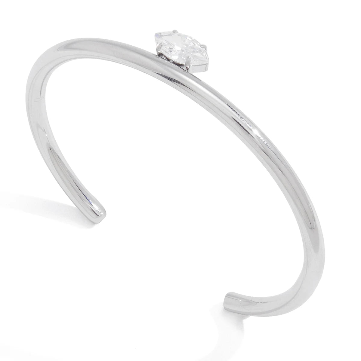 Brazalete Rígido con Brillo Circonia | Plateado