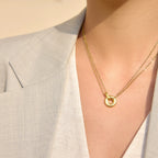 Collar Doble Capa Con Cadena en O de Doble Anillo | Dorado