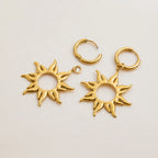 Argollas Sol Colgante | Dorado