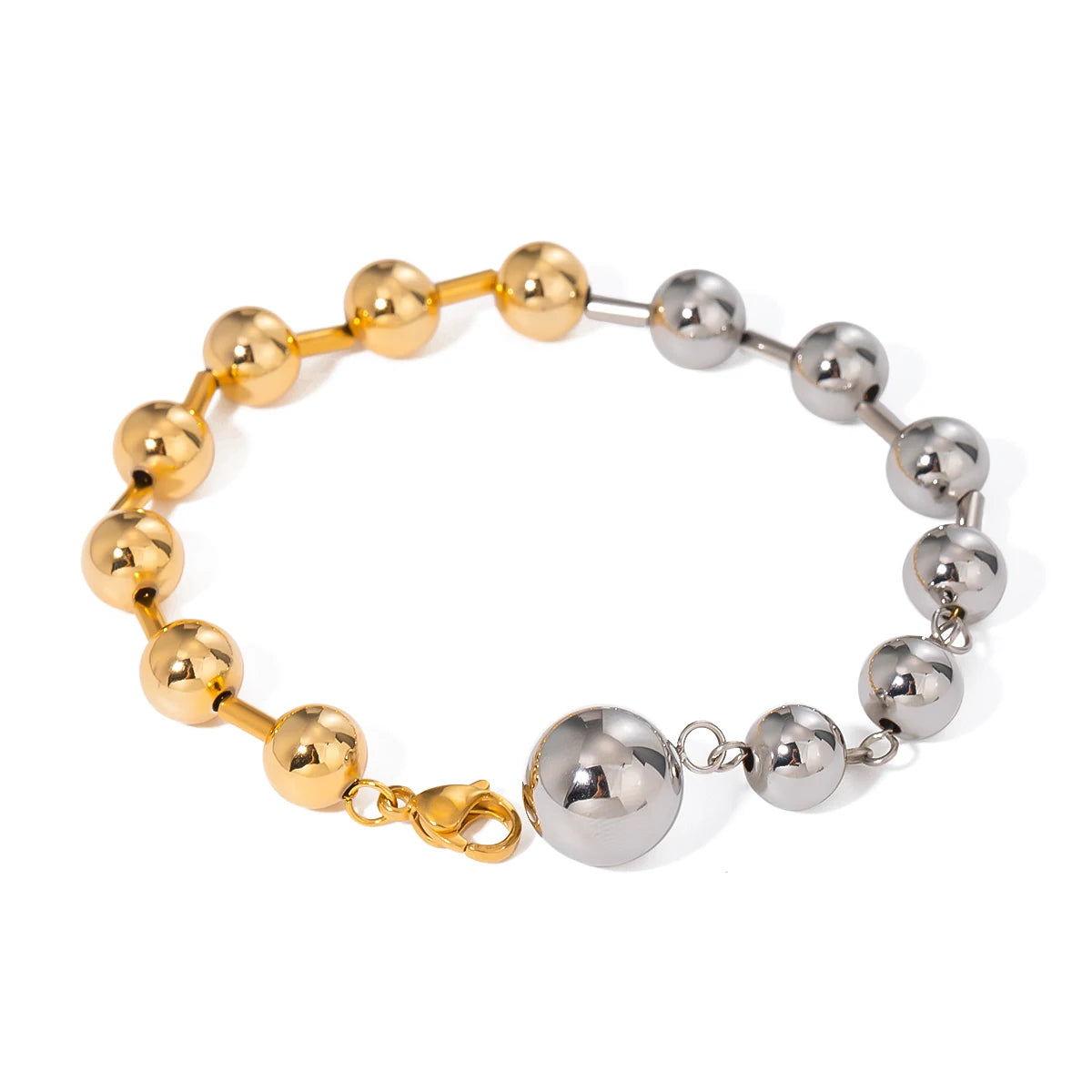 Pulsera De Cuentas Esfericas Con Cierre De Mosqueton | Bicolor