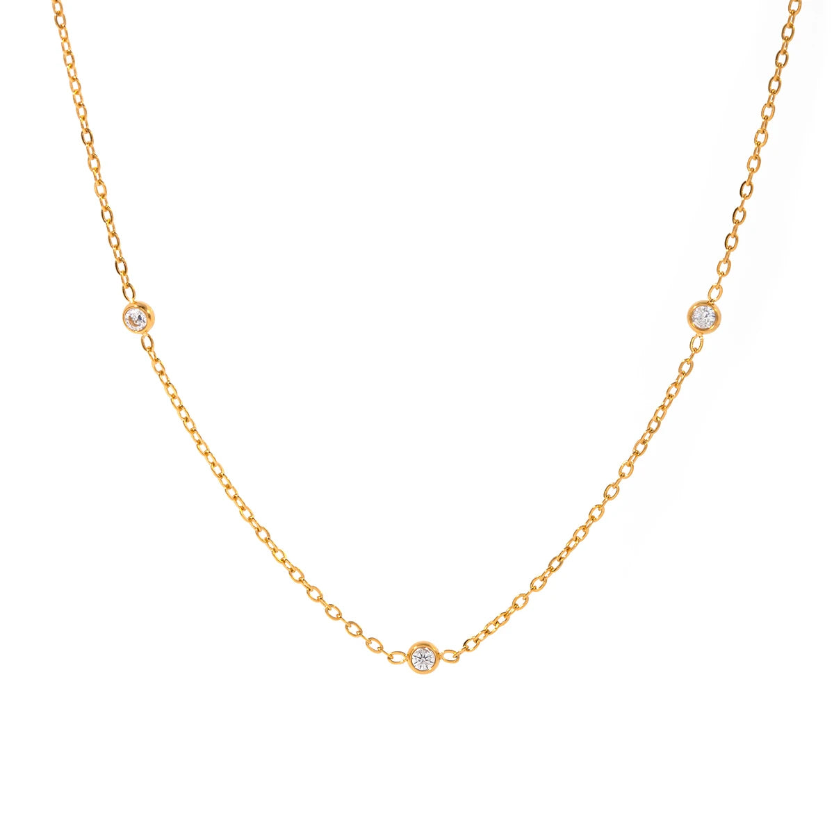 Collar Puntos De Luz Con Circones Minimalistas | Dorado
