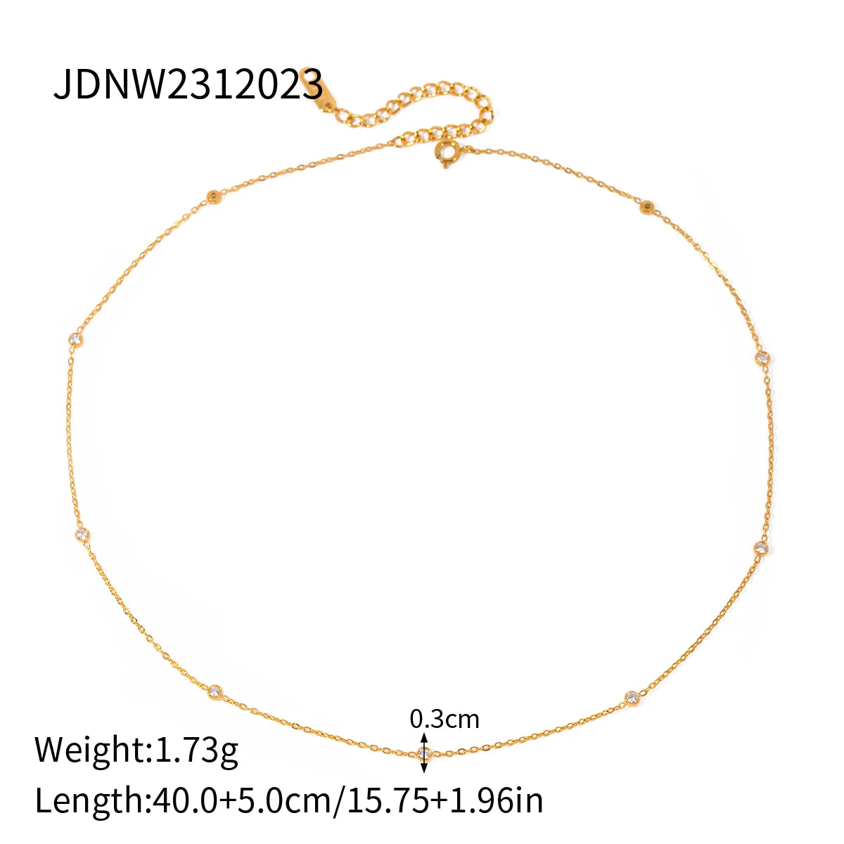 Collar Puntos De Luz Con Circones Minimalistas | Dorado