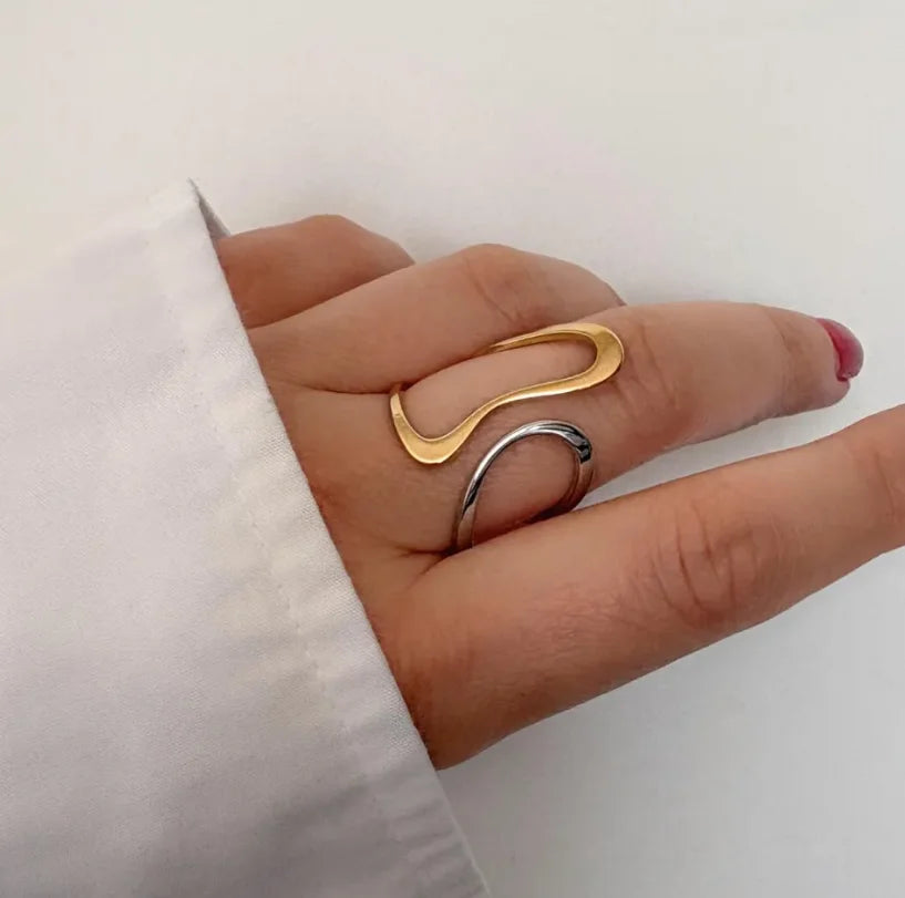 Anillo Geométrico Idea y Vuelta | Dorado y Bicolor