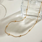 Collar Esferas Ovaladas En Cadena Estilo Serpiente | Dorado