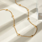 Collar Esferas Ovaladas En Cadena Estilo Serpiente | Dorado