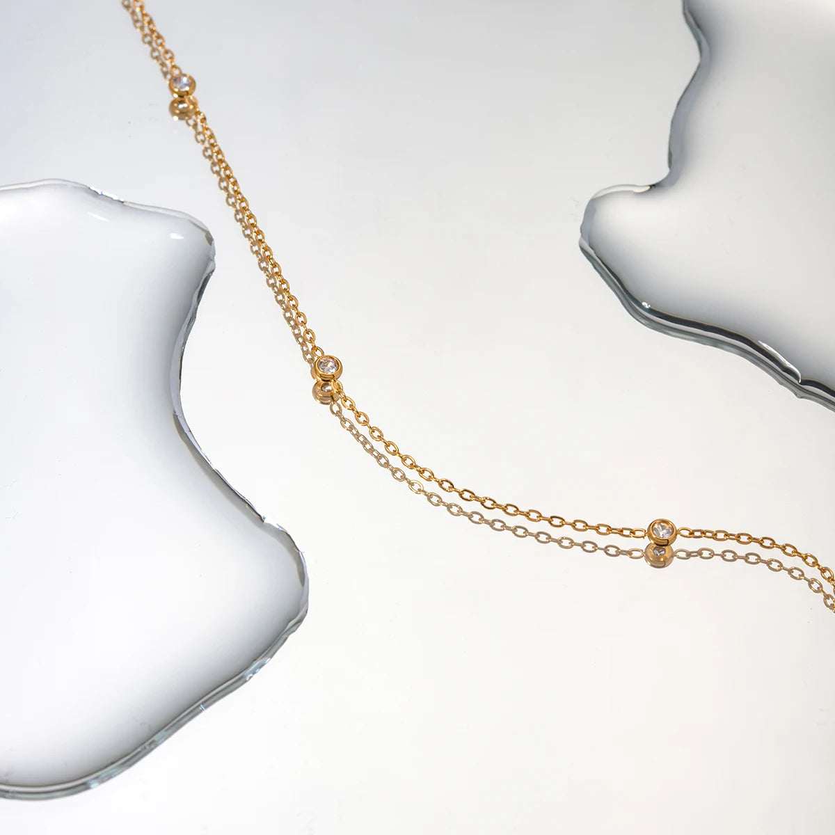 Collar Puntos De Luz Con Circones Minimalistas | Dorado