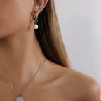 Argollas Colgantes De Una Perla | Plateado