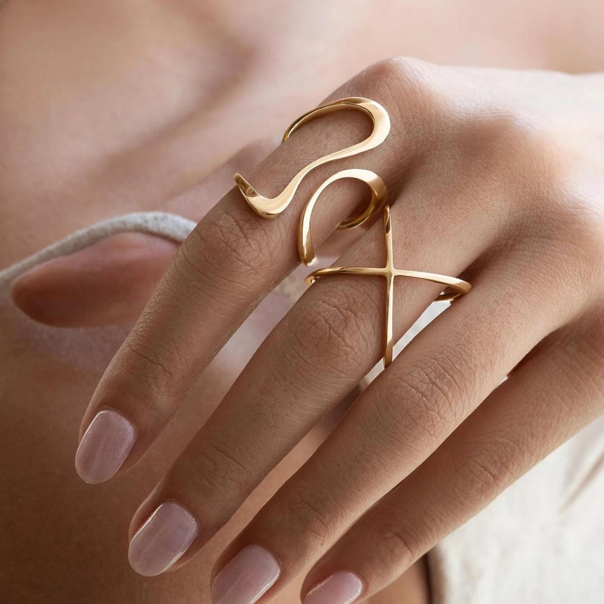 Anillo Geométrico Idea y Vuelta | Dorado y Bicolor