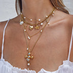 Collar Multi Dijes Corazon, Cruz, Virgen, Perla, Ángel | Dorado