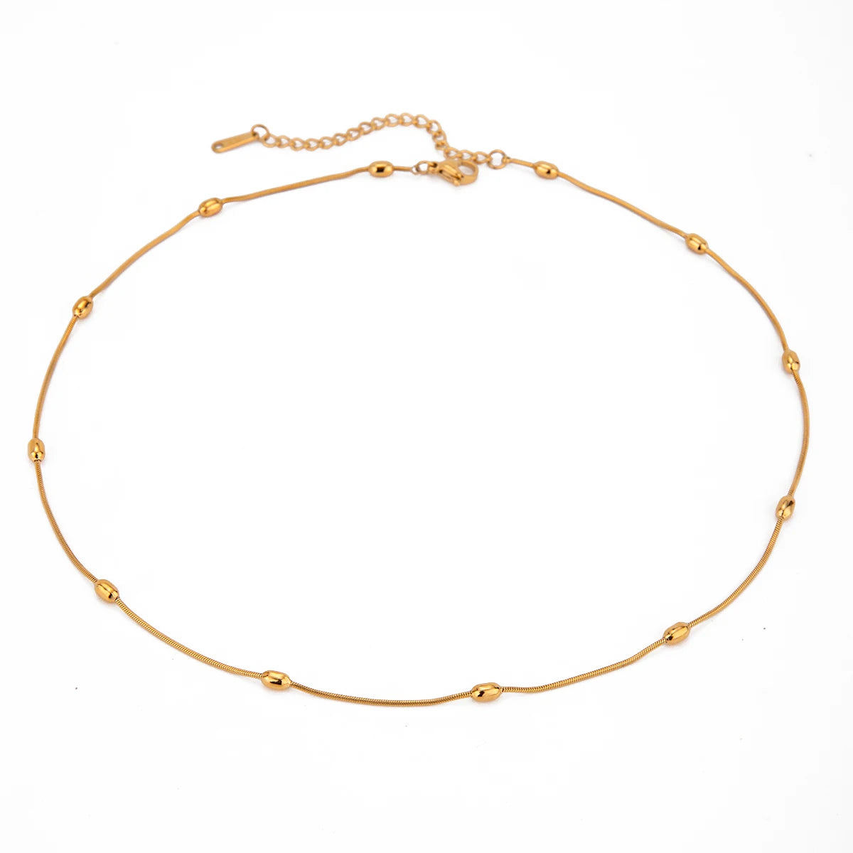 Collar Esferas Ovaladas En Cadena Estilo Serpiente | Dorado