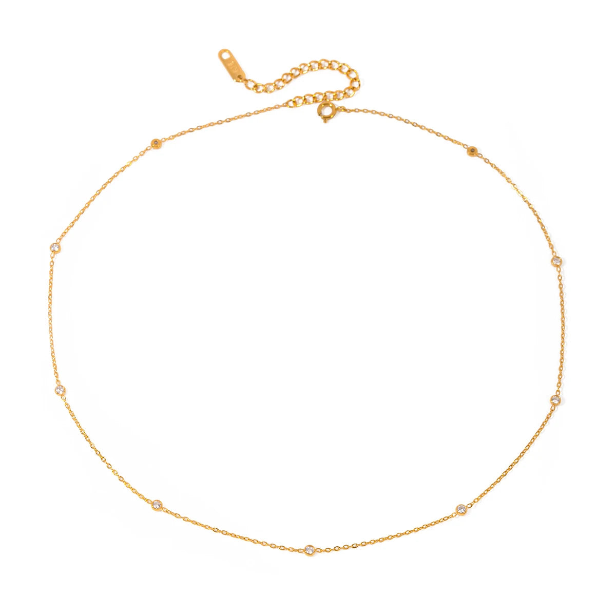 Collar Puntos De Luz Con Circones Minimalistas | Dorado