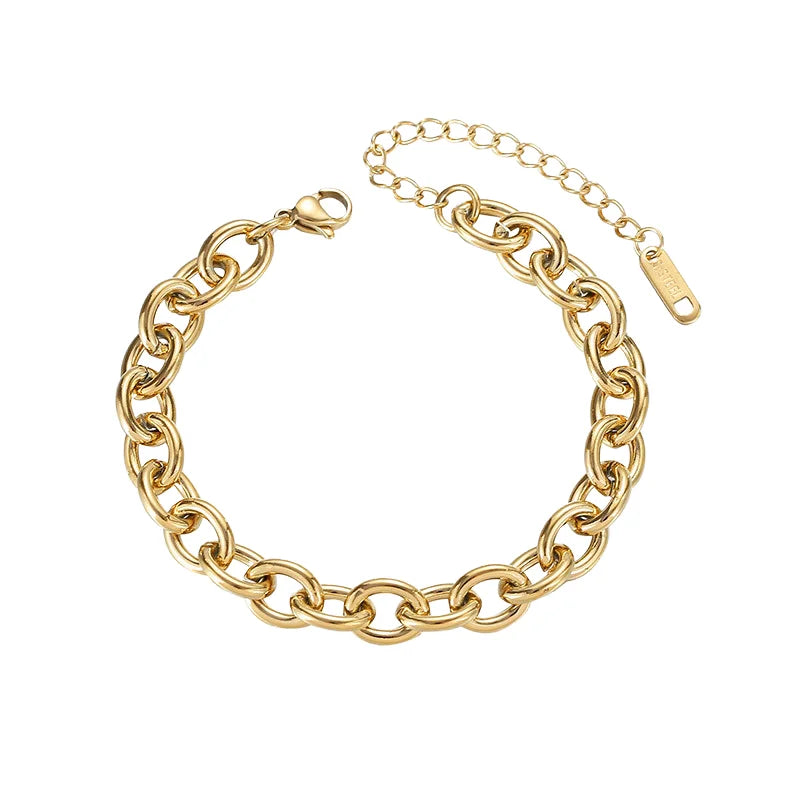 Pulsera Minimalista De Uniones Circulares Con Broche | Dorado
