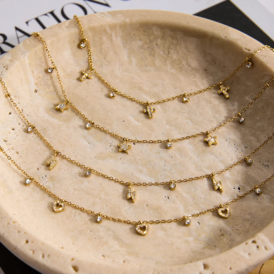 Collar Fino Multi Dijes  Corazon | Dorado