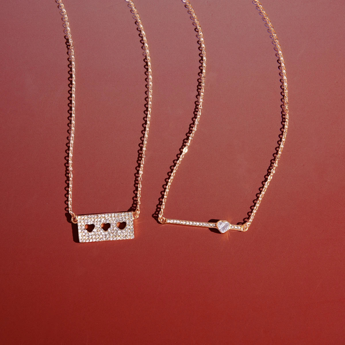 Collar Dije Horizontal Linea Corazon | Dorado