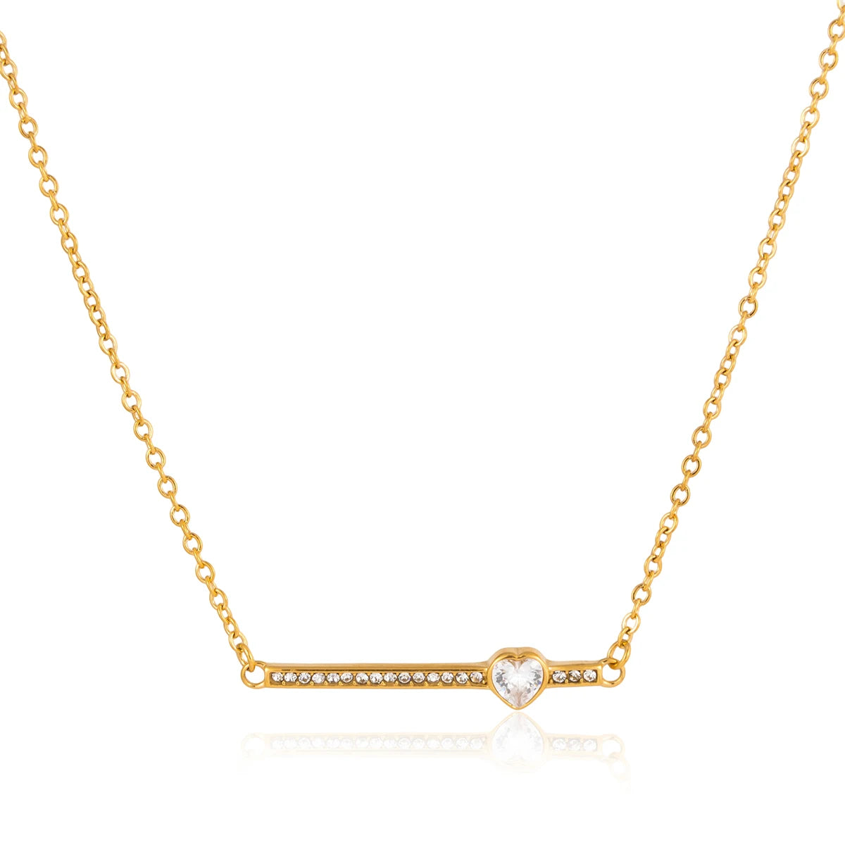 Collar Dije Horizontal Linea Corazon | Dorado