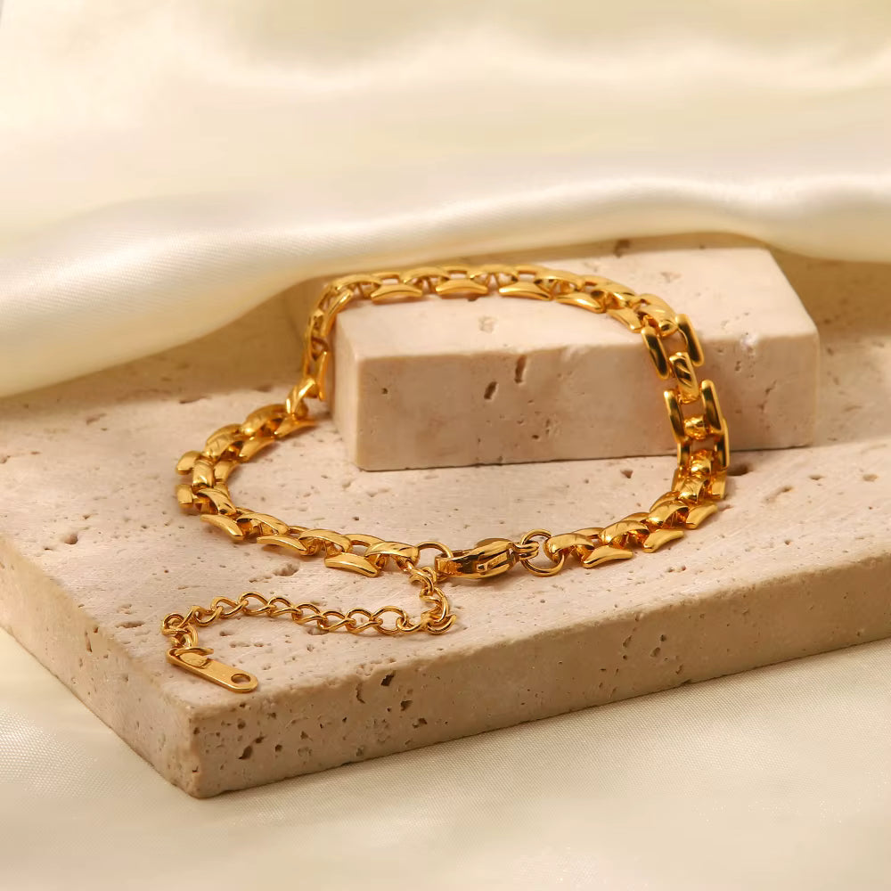 Pulsera Eslabón Box | Dorado
