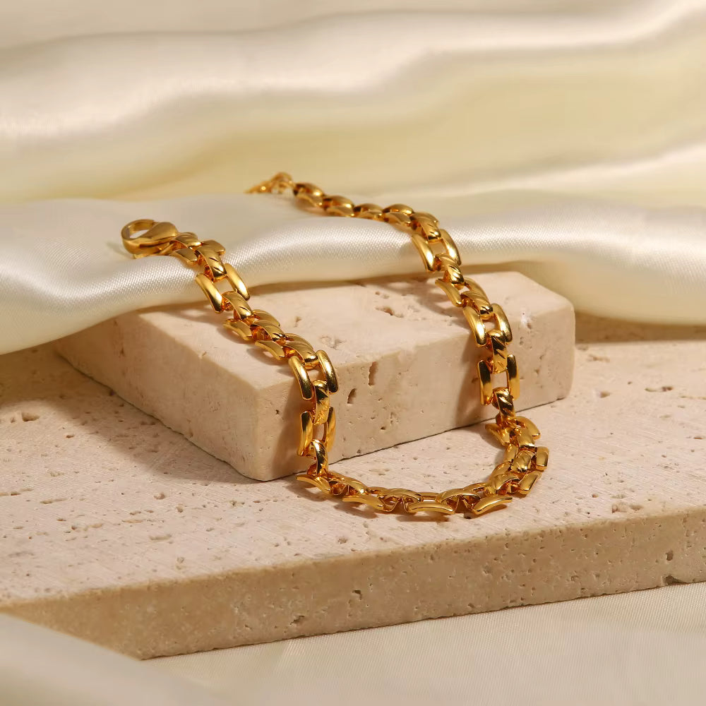 Pulsera Eslabón Box | Dorado