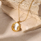 Collar Reversible Luna Estrella Nacarado | Dorado