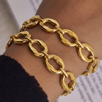 Pulsera De Eslabones Ovalados Con Textura Irregular | Dorado