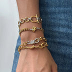 Pulsera De Eslabones Con Nudo Central Entrelazado | Bicolor