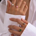 Anillos Minimalistas Con Piedras Brillantes | Dorado