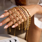 Pulsera Con Eslabones Clip Y Pavé De Cristales | Dorado