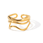 Anillo Abstracto Lineas Curvas | Dorado y Bicolor