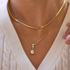 Collar Doble Dije Brillante 3puntos | Dorado