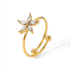 Anillo Delicado Flor Brillante | Dorado