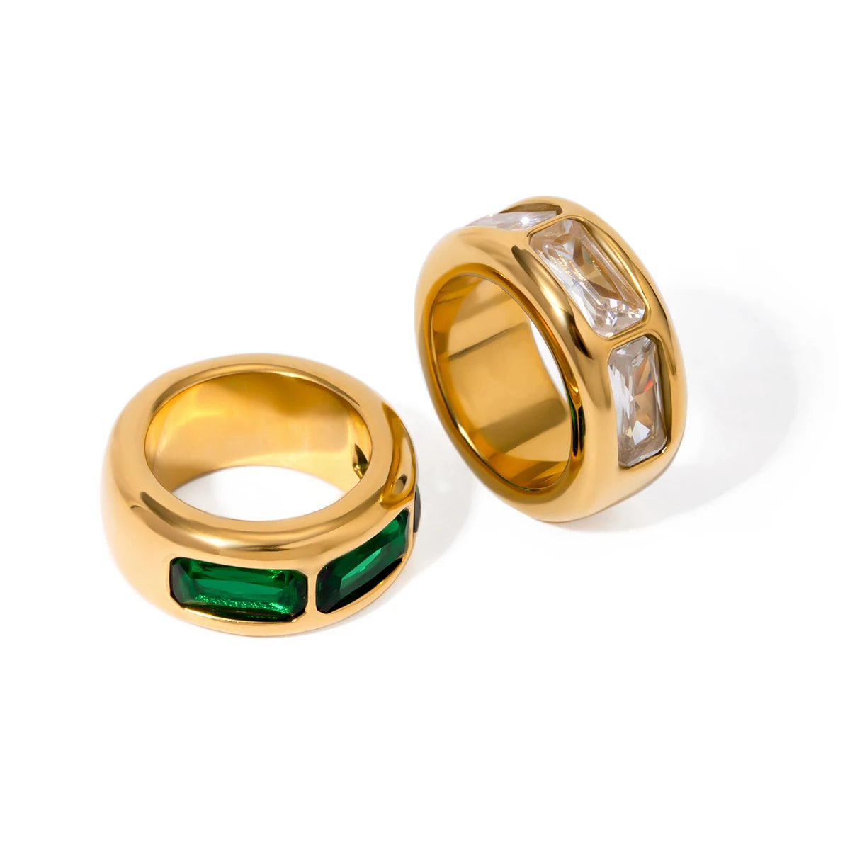 Anillos Gruesos Brillos Elegantes | Dorado