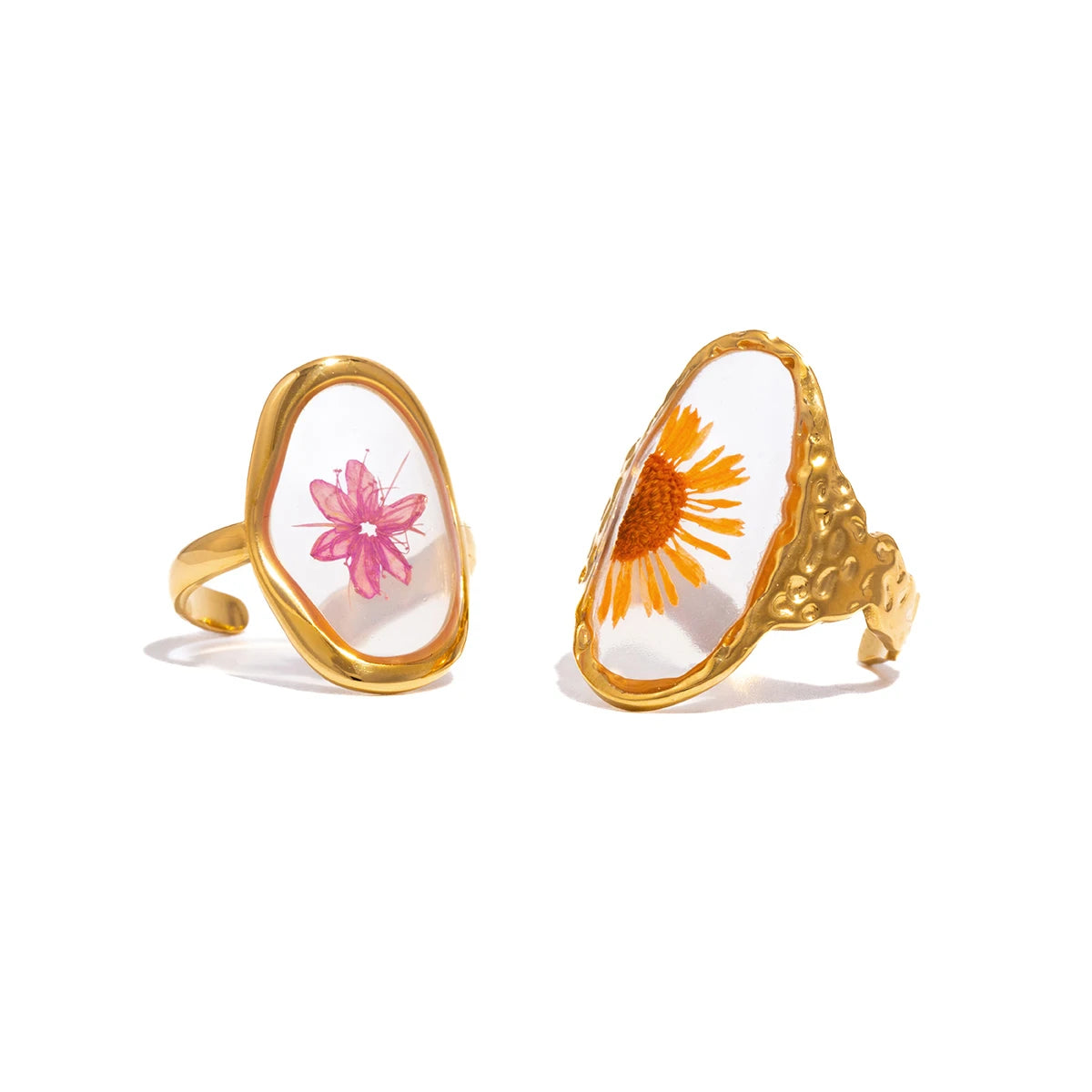 Anillos Flor de Verano - Resina | Dorado